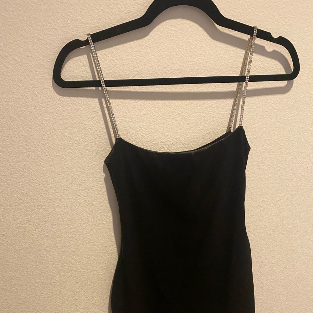 Meshki mini dress / silver rhinestone straps